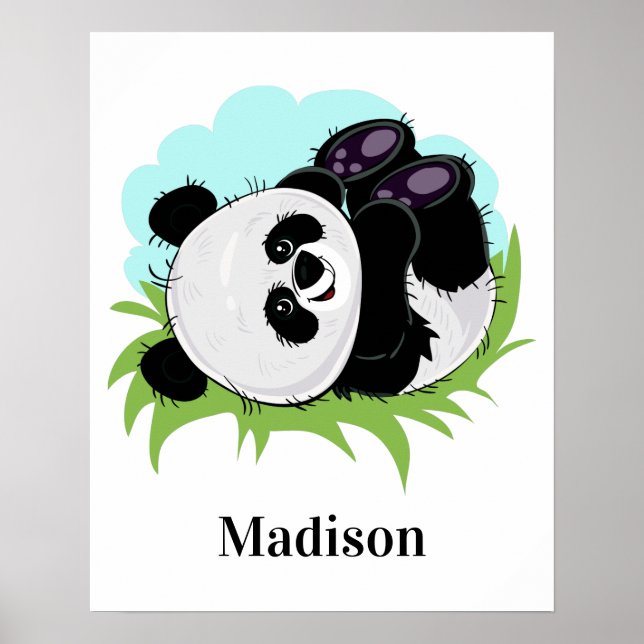 Poster de nome personalizado de Panda Fofo (Frente)