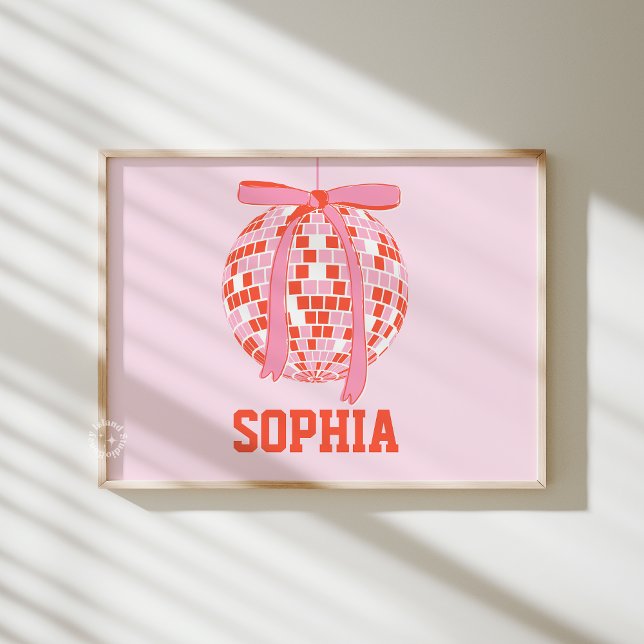 Poster de Nome Personalizado do Disco Girl Bedroom (Personalized Disco Girl Bedroom Custom Name Poster)