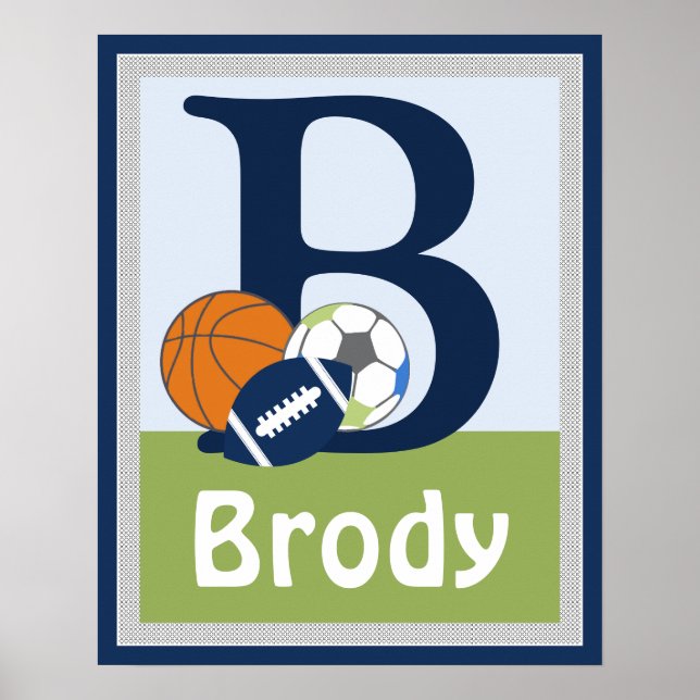 Poster de Nome Personalizado do Jogador de Esporte (Frente)