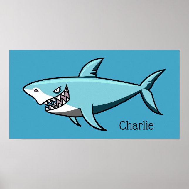 poster de nome personalizado do Shark legal (Frente)