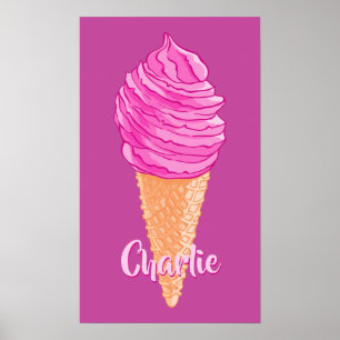 poster de nome personalizado do sorvete