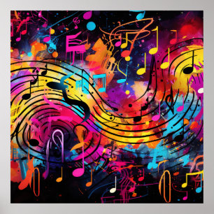 Poster de Notas Musicais do grafite