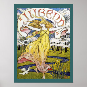 Poster de Nouveau da arte de "Jugend" do guindaste