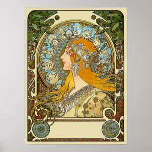 Poster de Nouveau da arte de Mucha - zodíaco -
