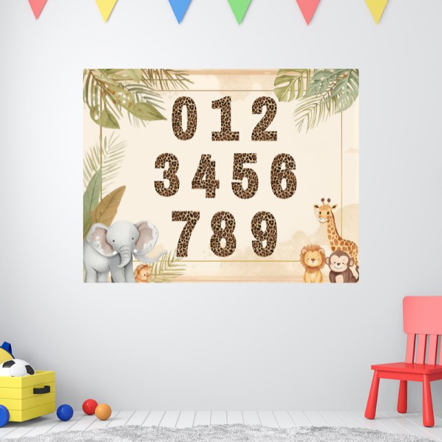 Pôster de Números Safari Berçário Boho Animais da  (Criador carregado)