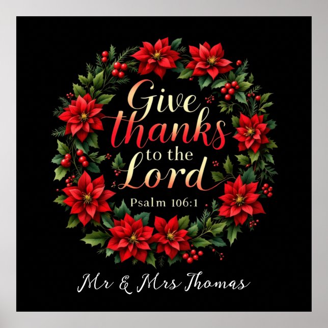 Poster Dê Obrigados ao Senhor Embrace Gratidão e Fé (Frente)