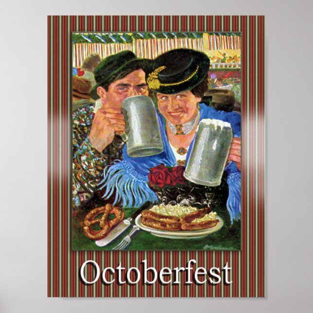 Poster de Octoberfest de cartão postal muito antig (Frente)