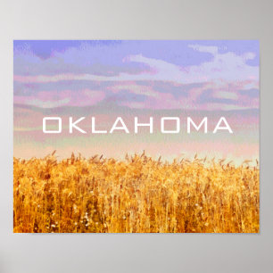 Poster de Oklahoma com campo de trigo e arte céu