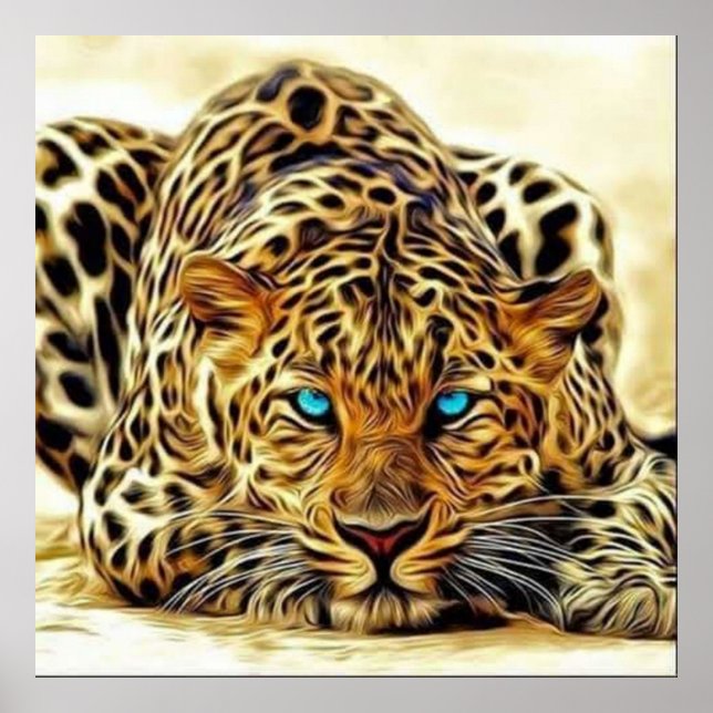 Poster de Olhos Azuis do Leopardo Trending (Frente)