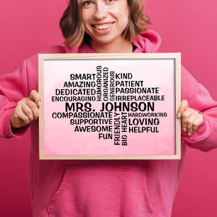 Poster de Omã Rosa do Nome da Nuvem do Professor P