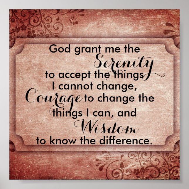 Poster de oração de serenidade estilo vintage (Frente)