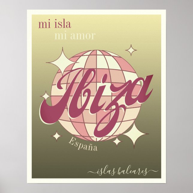 Poster de ouro elegante da ilha Espanha Ibiza (Frente)