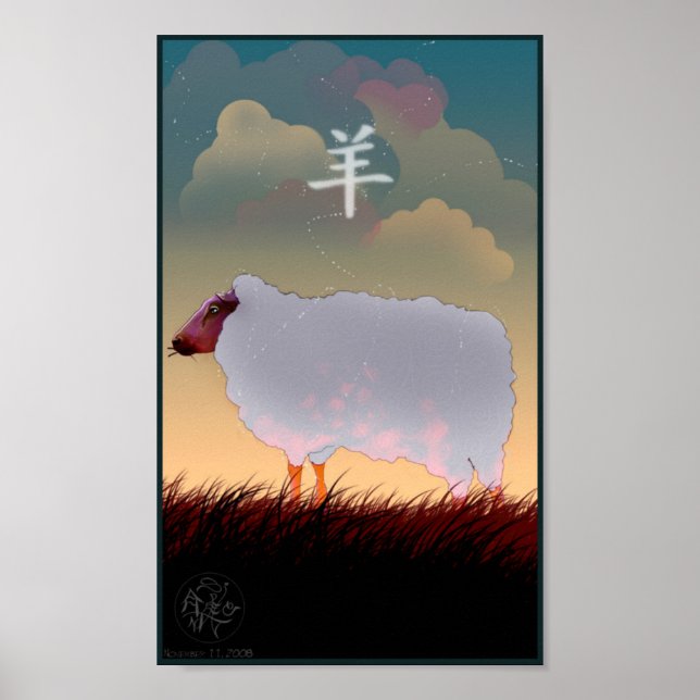 Poster de Ovelha Chinesa Zodiac (Frente)