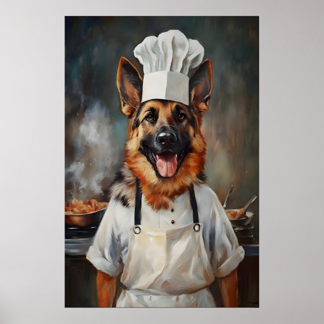 Poster de Ovelheiro Alemão com Chapéu de Chef, Pos (Frente)