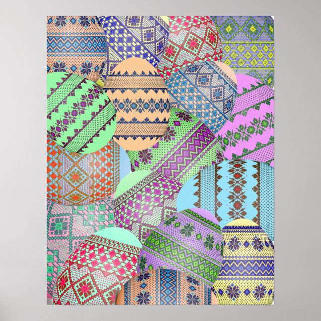 Poster de Ovos de Páscoa Ucranianos (Pysanky) (Frente)