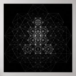 Pôster de Padrão Abstrato de Geometria Preto e Bra