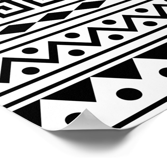 Poster de padrão asteca a preto e branco (Borda)