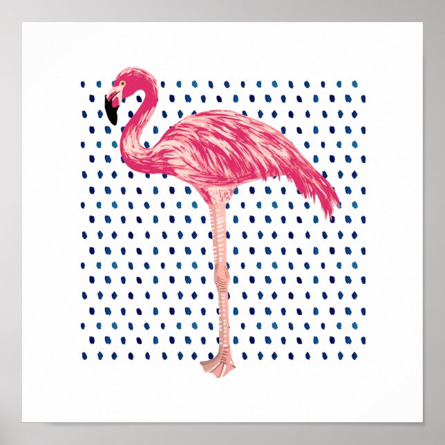Poster de Padrões de Aquarela Flamingo Rosa (Frente)