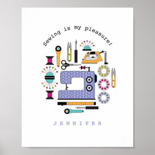 Poster de padrões de material de costura e ferram