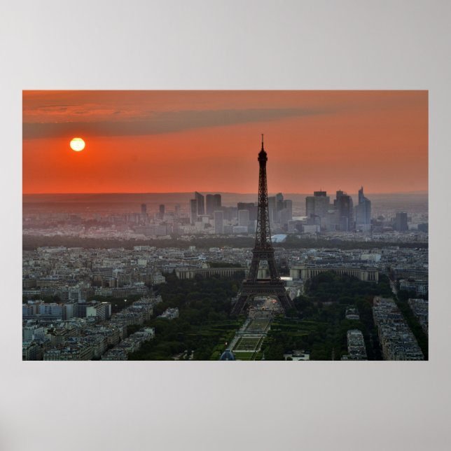 Poster de paisagem - Aurora na Torre Eiffel de Par (Frente)