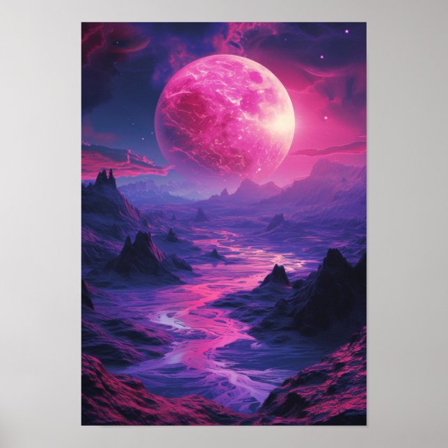 Poster de Paisagem de Neon Exoplanet (Frente)