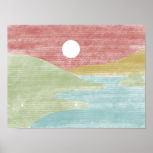 Poster de Paisagem Desenhada à Mão