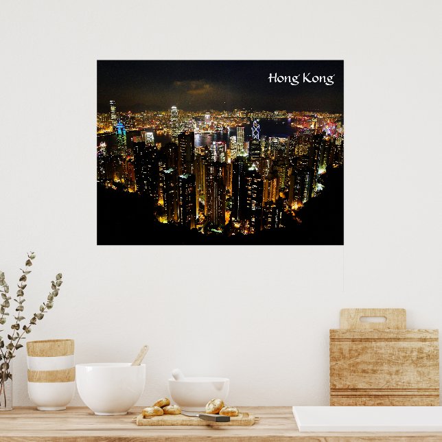 Poster de paisagem noturna de Hong Kong (Cozinha)