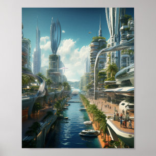 Poster de paisagem urbana futurista em Recife