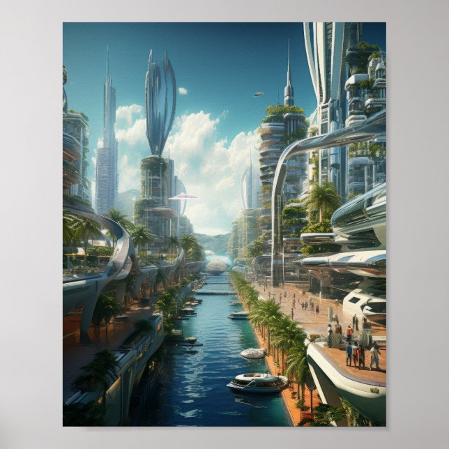 Poster de paisagem urbana futurista em Recife (Frente)