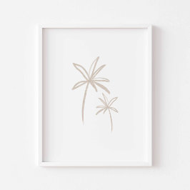 Poster de palmeira minimalista de aquarelas boho
