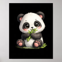 Poster de Panda Bebê Fofo Comendo Bambu
