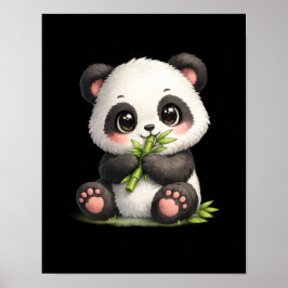 Poster de Panda Bebê Fofo Comendo Bambu