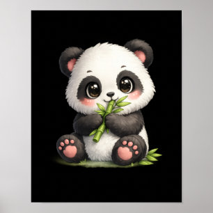 Poster de Panda Bebê Fofo Comendo Bambu 