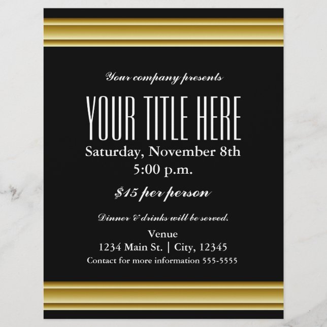 Pôster de panfleto de evento de glamour de elegânc (Frente)