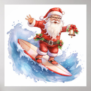 Poster de Papai noel de surfe