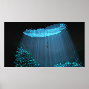 poster de papel 36"x20" com imagem "Mayan Cenote"