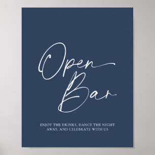 Poster de papel "Bar aberto" elegante com caligraf