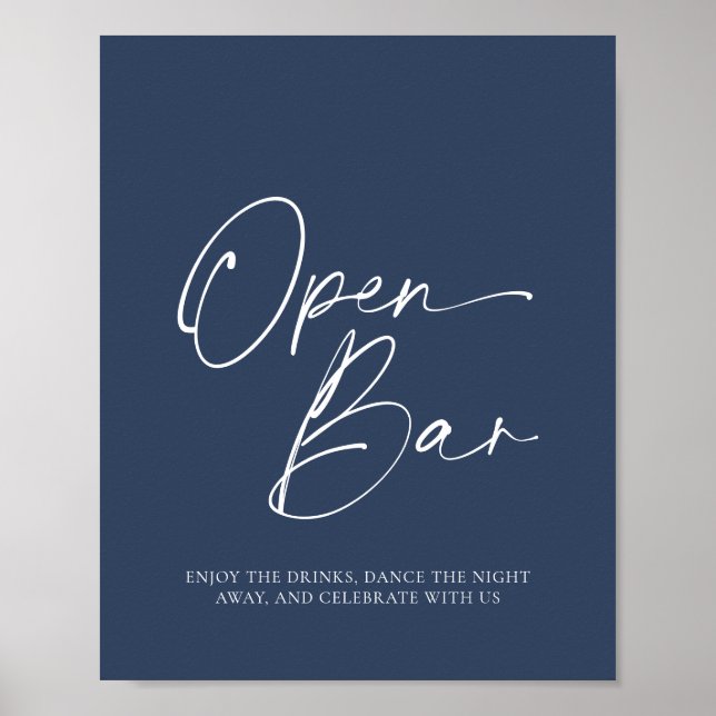 Poster de papel "Bar aberto" elegante com caligraf (Frente)
