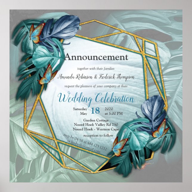 Poster de Paraíso Tropical em Blues, Turquesa (Frente)