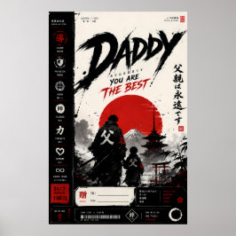 Pôster de Parede Anime Pai Samurai Japonês