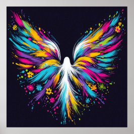Pôster de Parede Anjo Abstrato em Papel Semibrilho