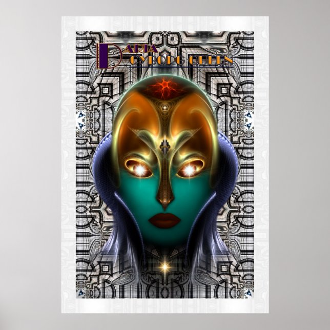 Pôster de Parede Arquivístico Daria Cyborg Rainha  (Frente)