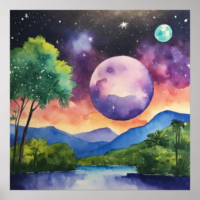 Poster de Parede de Aquarela Colorida (Frente)