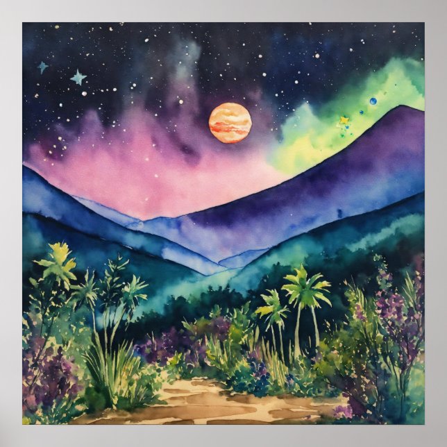 Poster de Parede de Aquarela Colorida (Frente)