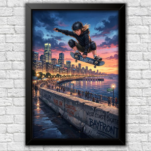 Poster de Parede para Quarto de Skate Urbano Moder