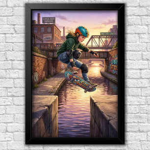 Poster de Parede para Quarto de Skate Urbano Moder