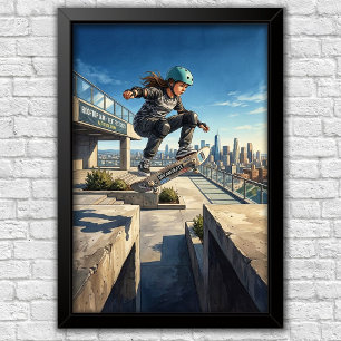 Poster de Parede para Quarto de Skate Urbano Moder