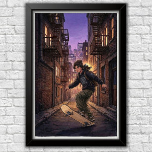 Poster de Parede para Quarto de Skate Urbano Moder