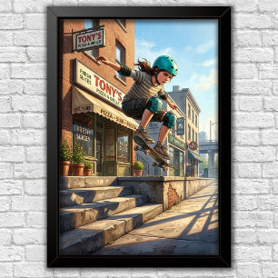 Poster de Parede para Quarto de Skate Urbano Moder