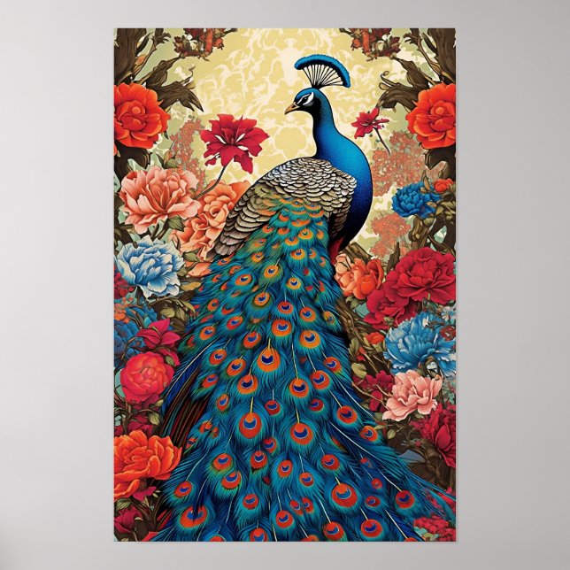 Poster de Parede Peacock, Ilustração de Arte Vibra (Frente)